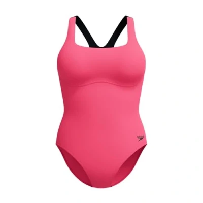 Image of Speedo Womens FLEX BAND Swimsuit WITH Built IN SWIM BRA Swimsuit, Women&#039;s, Size: 40, Raspberry fill
