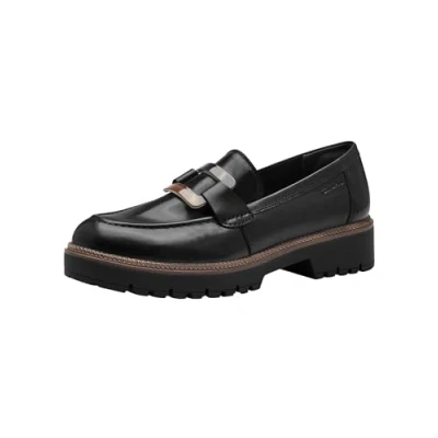 Image of Tamaris Women&#039;s 1 24722 43 Loafer, Black Leather, 6.5 UK