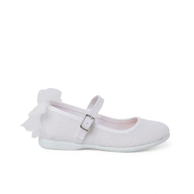Image of Pisamonas Merceditas Ceremonia Ankle strap ballet pumps for kids, Size: 8K, Blanco Textile