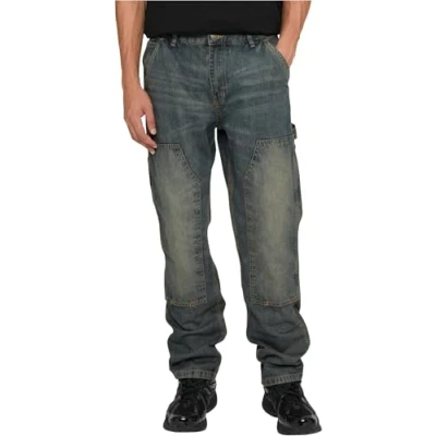 Image of Urban Classics Double KNEE Straight leg jeans, Men&#039;s, Size: 32, Washed