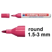 Image of edding 3000 permanent marker carmine red box of 10 round tip 1.5 3 mm quick drying markers waterproof, smudge proof for cardboard, plastic, wood, metal, fabric pens