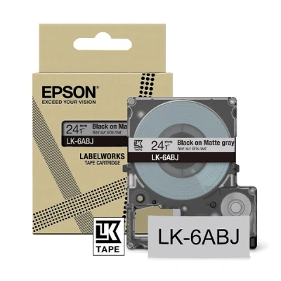 Image of Epson LabelWorks[Matte L Gray/Black 24mm LK 6ABJ]tape compatible with LW C410 and C619