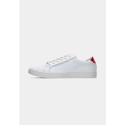 Image of Tommy Hilfiger Essential Trainers, Women&#039;s, Size: 3.5, Red leather and imitation