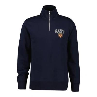 Image of GANT Graphic HALF ZIP Sweatshirt, Men&#039;s, Size: 4XL, Evening blue