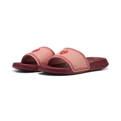Image of Puma Popcat Idylle Pool slides, Women&#039;s, Size: 5, Pink fruit peach frost dark crimson Synthetics/textile