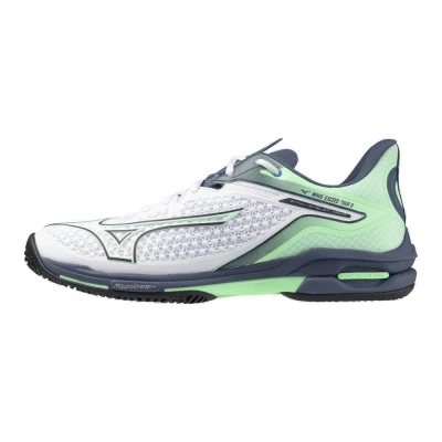 Image of Mizuno WAVE EXCEED TOUR 6 AC Tennis Shoes White/India Ink/Neo Mint Women/Men Size 9