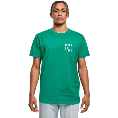 Image of Merchcode Never ON TIME Print Tshirt, Size: Medium, Forest green