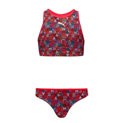 Image of Puma SWIM Girls Printed Bikini SET for kids, Size: 6y, Multicolor