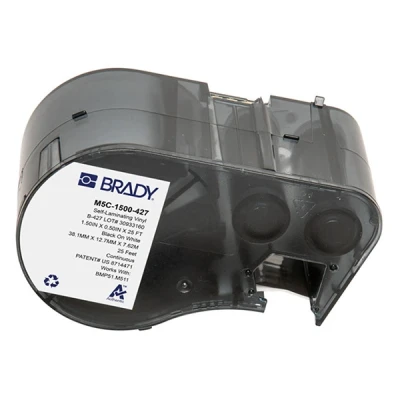 Image of Brady Self Laminating Vinyl Label Tape for Printer BMP51/BMP53/M511 Adhesive Labels Black on White, Transparent (38,10 mm (W) x 7,62 m (L)) M5C 1500 427