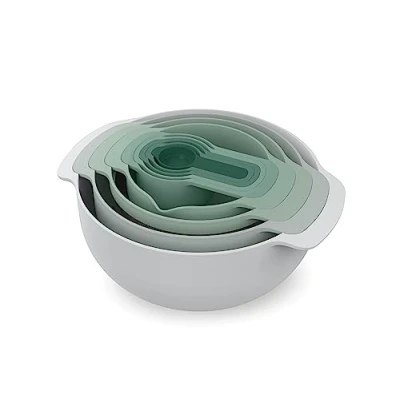 Image of Joseph Mixing Bowl / Colander Sieve Measuring Spoon Nest Sage 9 Piece