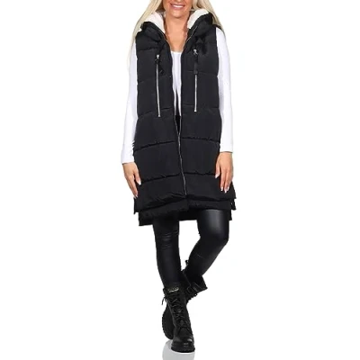 Image of ONLY Women&#039;s Onlnewclaire Quilted Waistcoat OTW Noos Coat, Black/Detail:pipping Tone in Tone, XS