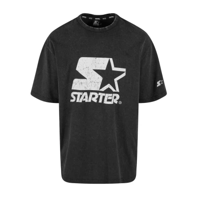 Image of Starter LOGO Oversize TEE Print Tshirt, Men&#039;s, Size: Medium, Black acid washed