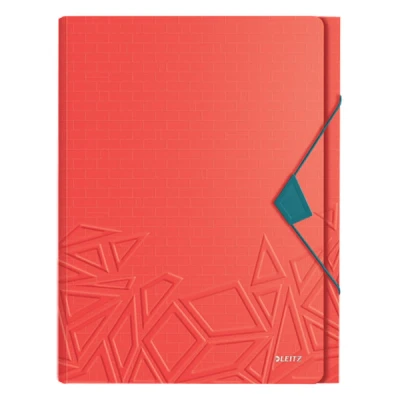 Image of Leitz A4 Expanding File with 5 Compartments, Elastic Band Fastener, 250 sheet Capacity, Red, Urban Chic Range, 39970020