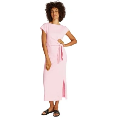 Image of Tommy Hilfiger KNOT BOAT MIDI Dress Jersey dress, Women&#039;s, Size: XL, Classic pink