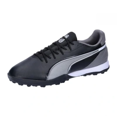 Image of Puma KING Match TT Astro turf trainers, Men&#039;s, Size: 7.5, Black/white/cool dark gray Imitation leather/ textile
