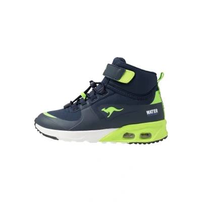 Image of Kangaroos KX Hydro Hightop trainers for kids, Size: 10K, Dark navy/lime Synthetics/textile