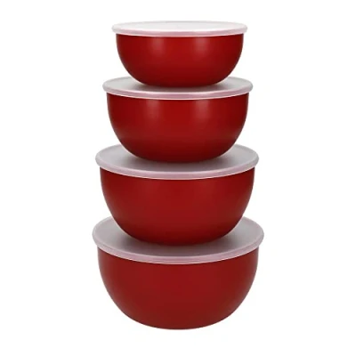 Image of KitchenAid Mixing Bowl / Batter Core Emperor Red with lids 4 Pieces