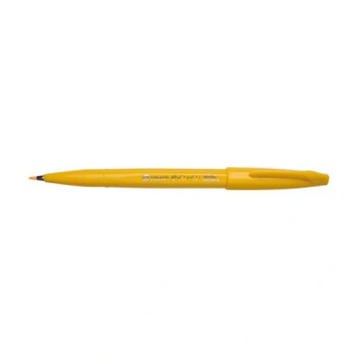 Image of Pentel SES15C G felt tip pen with flexible brush like yellow