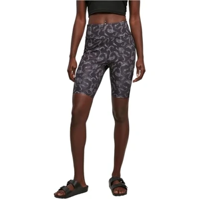 Image of Urban Classics HIGH Waist AOP Cycle Shorts, Women&#039;s, Size: 4XL, Blackpaisley