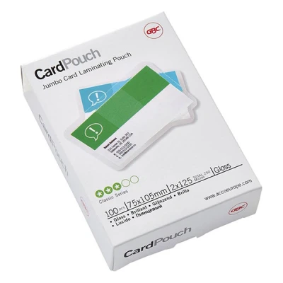 Image of GBC 75x105mm 2x125 Micron Gloss Card Laminating Pouches, Pack of 100, 3740303