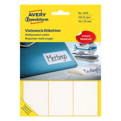 Image of Avery Zweckform 3329 Multi Purpose Labels 32 Sheets 192 76 x 39 mm White