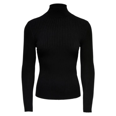 Image of ONLY Women&#039;s Onlkarol L/S Rollneckpullover Knt Noos Jumper, Black (Black Black), S