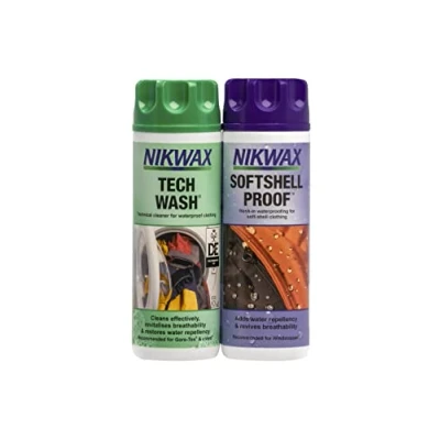 Image of Nikwax 300ml Tech Wash / SoftShell Proof Twin Pack Maintenance items for clothing