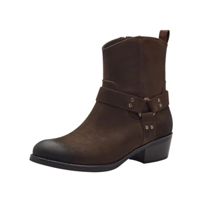 Image of Marco Tozzi Cowboy/biker ankle boot, Women&#039;s, Size: 6, Cafe High quality imitation leather