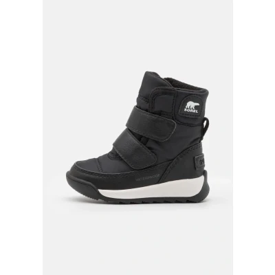 Image of Sorel Toddler Whitney II Strap WP Unisex Winter boots for kids, Size: 3K, Black/sea salt Imitation leather/ textile