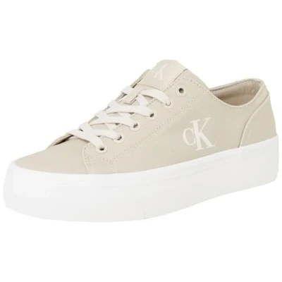 Image of Calvin Klein Women&#039;s Vulc Flatform Low Cv Mg Yw0yw01763 Top, Beige Eggshell Creamy White, 7 UK