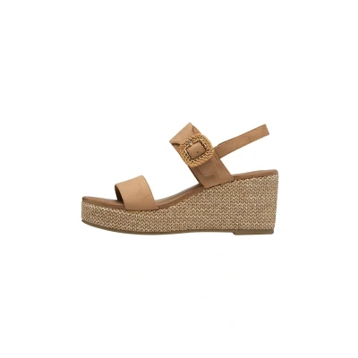 Image of Marco Tozzi Wedge sandals, Women&#039;s, Size: 5, Nougat Textile