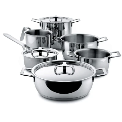 Image of Alessi Pan Set Pots&amp;Pans AJM100S9 6 Piece by Jasper Morrison