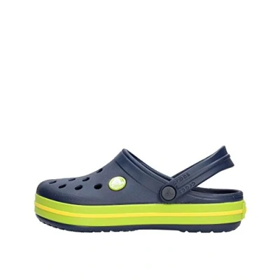 Image of Crocs Crocband Pool slides for kids, Size: 4K, Navy/volt green Synthetics