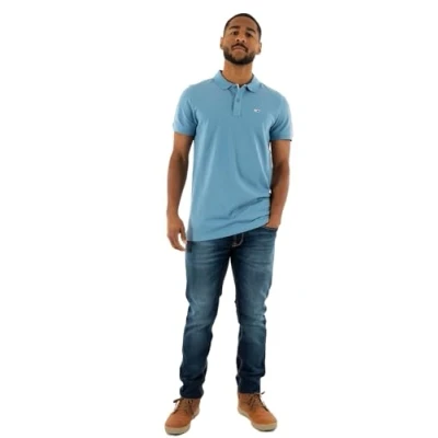 Image of Tommy Jeans Placket Polo shirt, Men&#039;s, Size: 36/38, Colorado blue