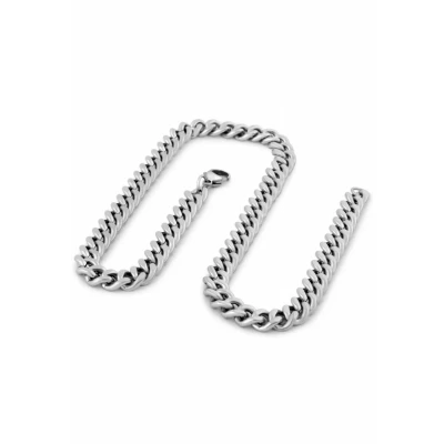 Image of Akitsune Fibra Necklace silvercoloured, Men&#039;s, Size: 50, Silver coloured