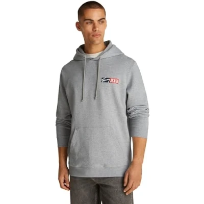 Image of Tommy Jeans Entry Graphic Hoodie Sweatshirt, Men&#039;s, Size: 44, Grey