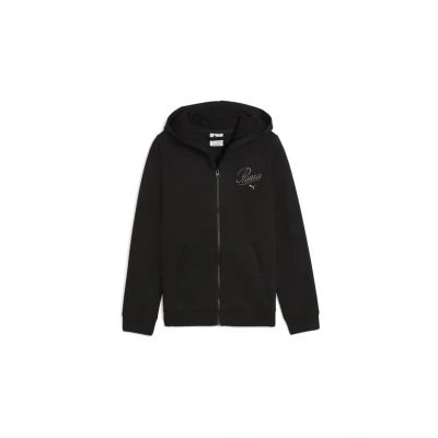 Image of Puma Essentials Script Zipup sweatshirt for kids, Size: 14y, Black