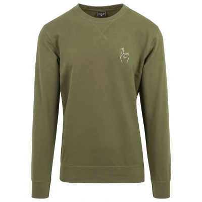Image of Mister Tee EASY SIGN Crewneck Sweatshirt, Men&#039;s, Size: XL, Olive