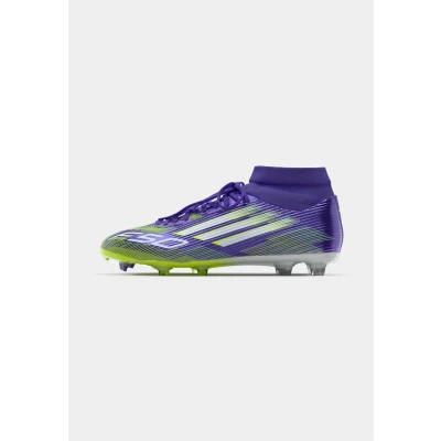 Image of adidas Unisex&#039;s F50 League Mid Firm Multi Ground Football Boots, Purple Rush Cloud White Lucid Lemon, 6.5 UK