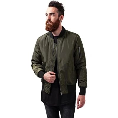 Image of Urban Classics 2TONE Bomber Jacket Jacket, Men&#039;s, Size: Large, Darkolive/black