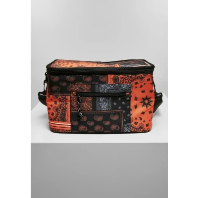 Image of Urban Classics Unisex Bandana Patchwork Print Cooling Bag Headband, Black/Orange, One Size EU