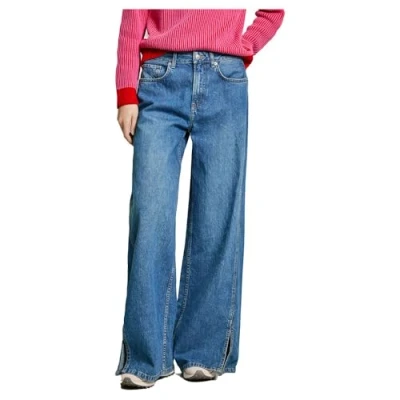 Image of Pepe Jeans WIDE LEG SLIT Relaxed fit jeans, Women&#039;s, Size: 27x30, Blue denim