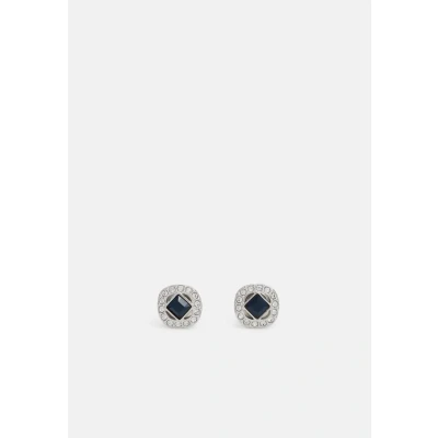 Image of Swarovski Angelic Square Stud Earrings, Blue Crystal Centre Stone, Rhodium Plated from the Collection