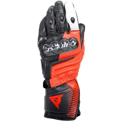 Image of Dainese Carbon 4 Long Gloves Sports Motorcycle Leather Ankle Guards Man Black/Fluo Red/White, XXXL