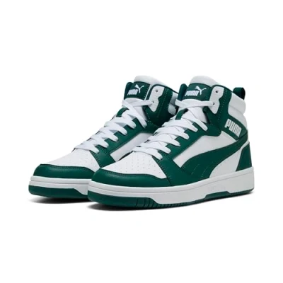Image of Puma Rebound V6 Unisex Hightop trainers, Size: 7.5, White/dark myrtle High quality imitation leather