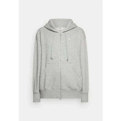 Image of Nike Sportswear W NSW Style FLC FZ Hoodie OS Zipup sweatshirt, Women&#039;s, Size: XS Tall, Grey heather/sail