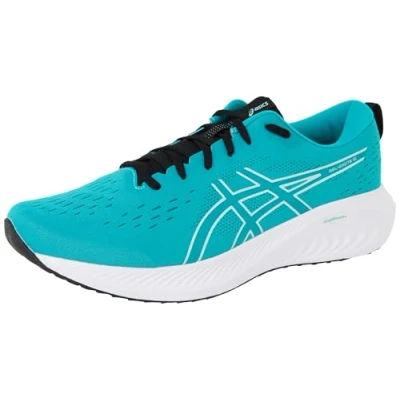 Image of Asics Gelexcite 10 Road running shoes, Men&#039;s, Size: 11, Black/wave teal Textile/synthetics