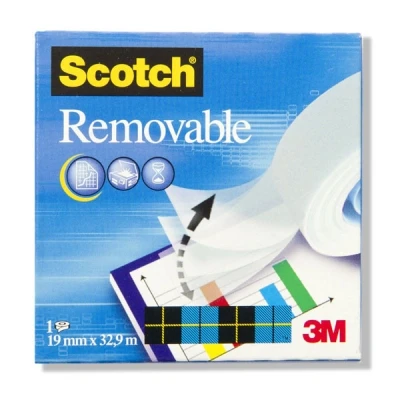 Image of Scotch Removable Magic Tape 1 Roll 19 mm x 32.9 m Repositionable for Document Repair, Labelling &amp; Sealing