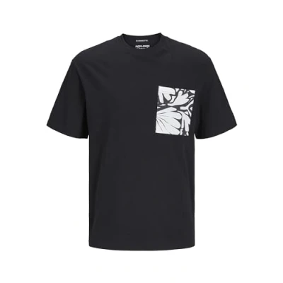 Image of JACK &amp; JONES Men&#039;s Jormarbella Pocket Tee Ss Crew Neck T Shirt, Black, XS