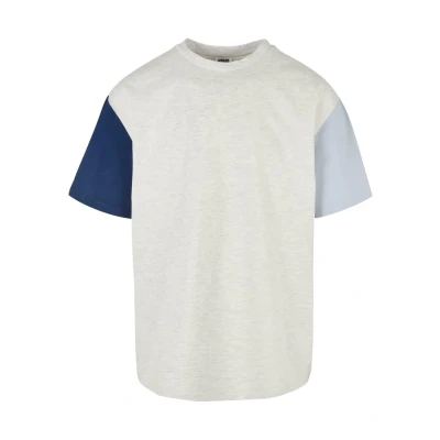 Image of Urban Classics Oversized Colorblock Print Tshirt, Men&#039;s, Size: 4XL, Lightgrey